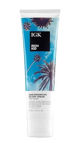 IGK RICH KID Wave Enhancing Air-Dry Cream | Hold + Texture + Shine | Vegan + Cruelty Free | 5 Oz
