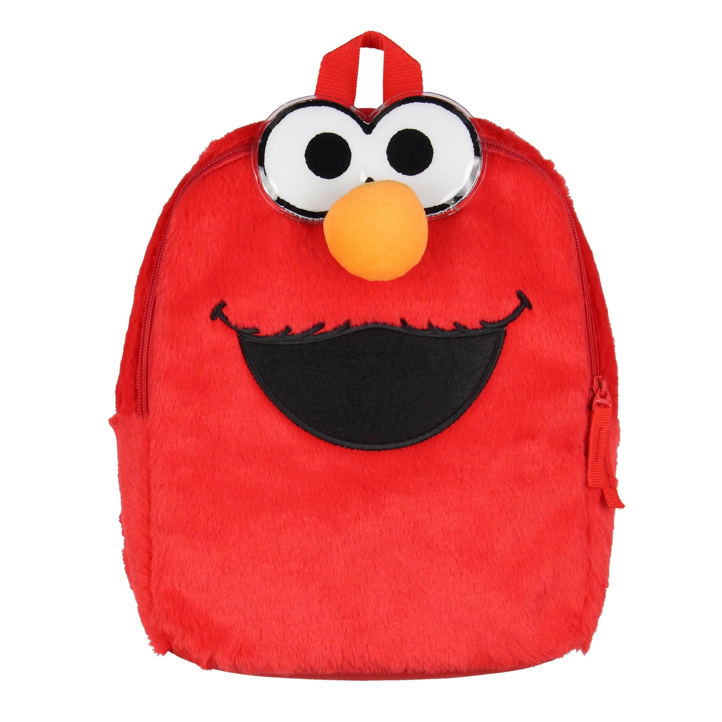 INTIMO Sesame Street Plush Furry Elmo Smile Face 12 Inch Backpack For Daily Use
