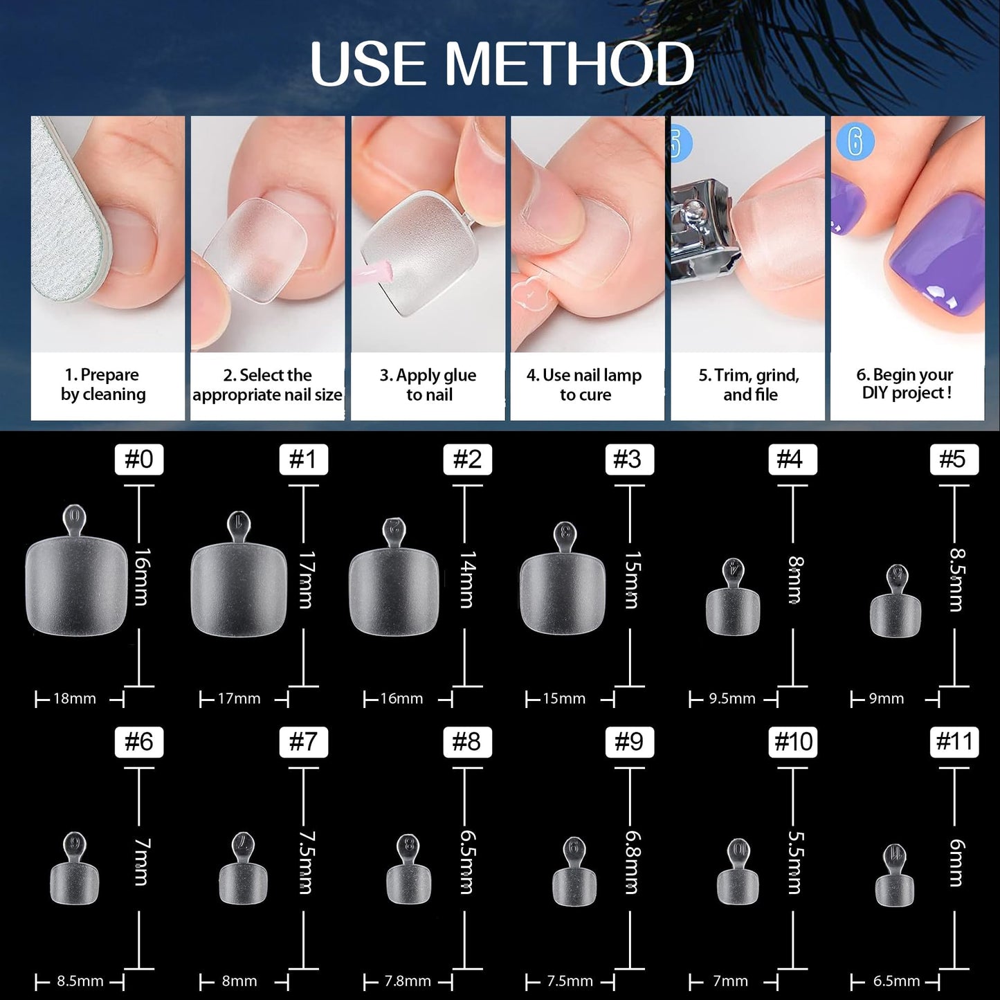 UNA GELLA Toe Nail Tips 312Pcs Short Square False Soft Gel Full Cover ToeNail Tips Matte Press on Fake Toenails 12 Sizes Pre-shape Acrylic Toenails Beauty and Personal Care UNA GELLA