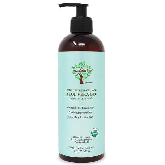 MOUNTAIN TOP Organic Aloe Vera Gel (16 fl oz / 473 mL) USDA Certified 100% Pure & Natural - For Extremely Dry & Itchy Skin Beauty & Personal Care Mountain Top