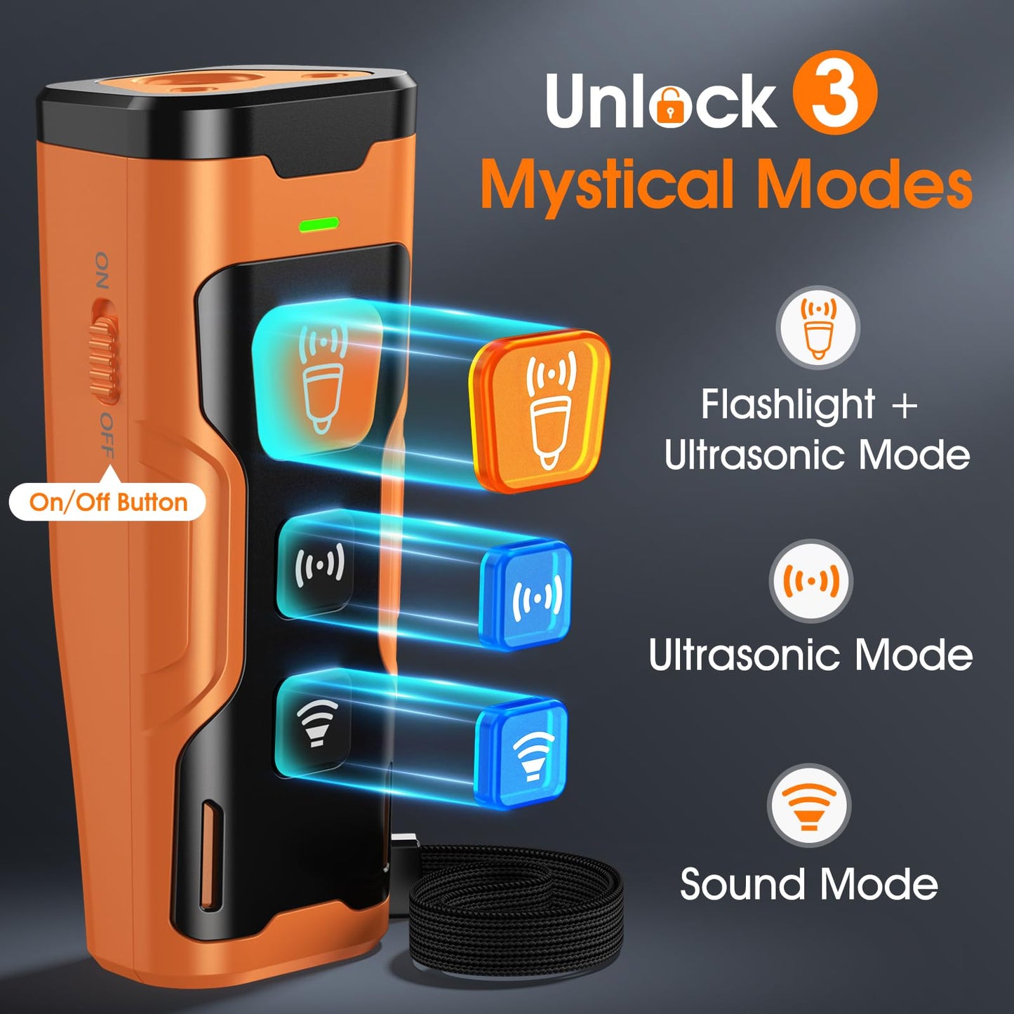 Ultrasonic Dog Bark Deterrent – Safe & Effective Portable Training Device for Own or Neighbor’s Dogs, Indoor/Outdoor Anti-Barking Tool, Orange
