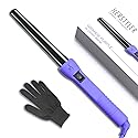 Herstyler Grande Ceramic Tapered Curling Wand - 1 inch Dual Voltage with Negative Ions for Long and Short Hair (Purple)