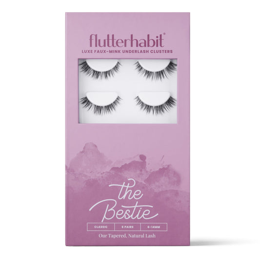 FlutterHabit Bestie Lash Clusters for Women, Salon Quality At Home Eyelashes Extension Kit, 6 Lash Sets, No Lash Glue Included