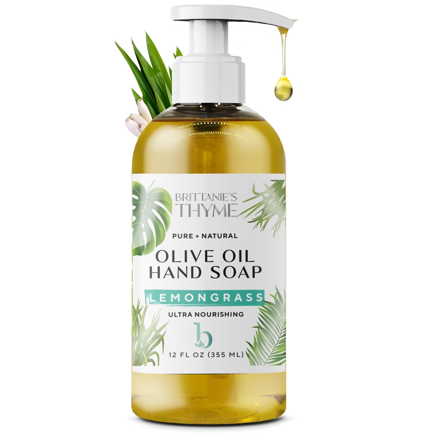 Brittanie’s Pure Castile Liquid Soap Refill, Lemongrass, 12 Ounce | Dish Soap, Hair & Body, Home, Gentle and Pure, Made with Natural Luxurious Oils