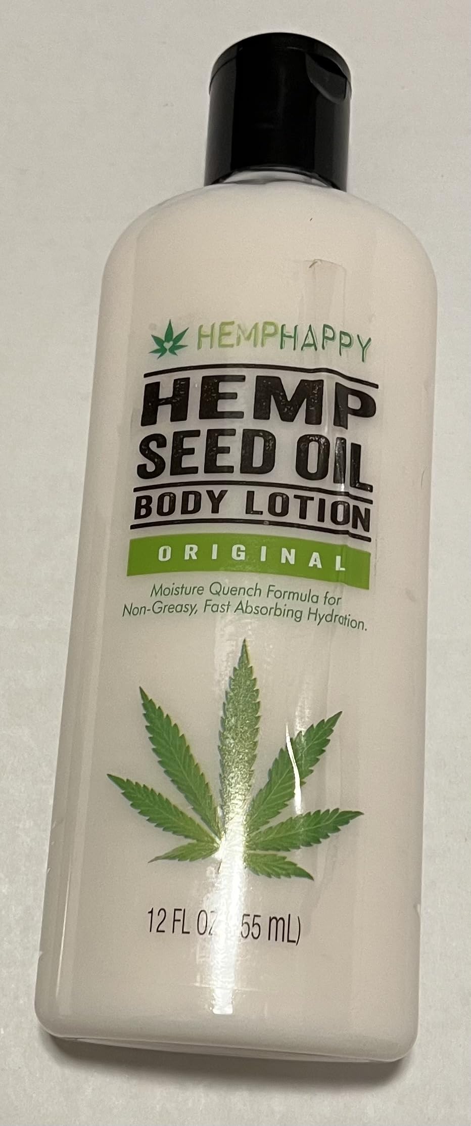 HEMPHAPPY Hemp Seed Oil Body Lotion, Original Formula, Moisture Quench Non-Greasy Fast Absorbing Hydration, 12 FL OZ