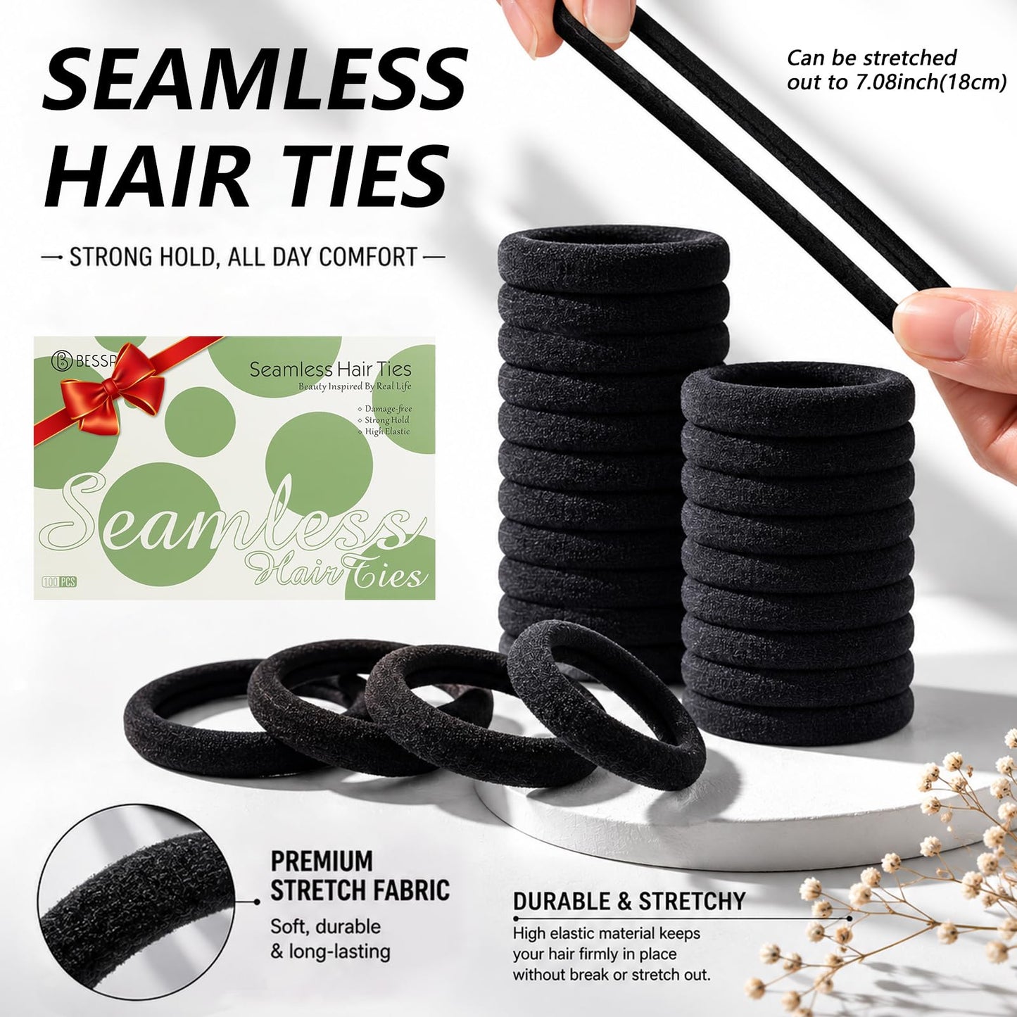 100 Pcs Thick Seamless Hair Ties, Ponytail Holders Hair Accessories No Damage for Thick Hair (Warm Yellow Colors) Beauty and Personal Care Bessrung