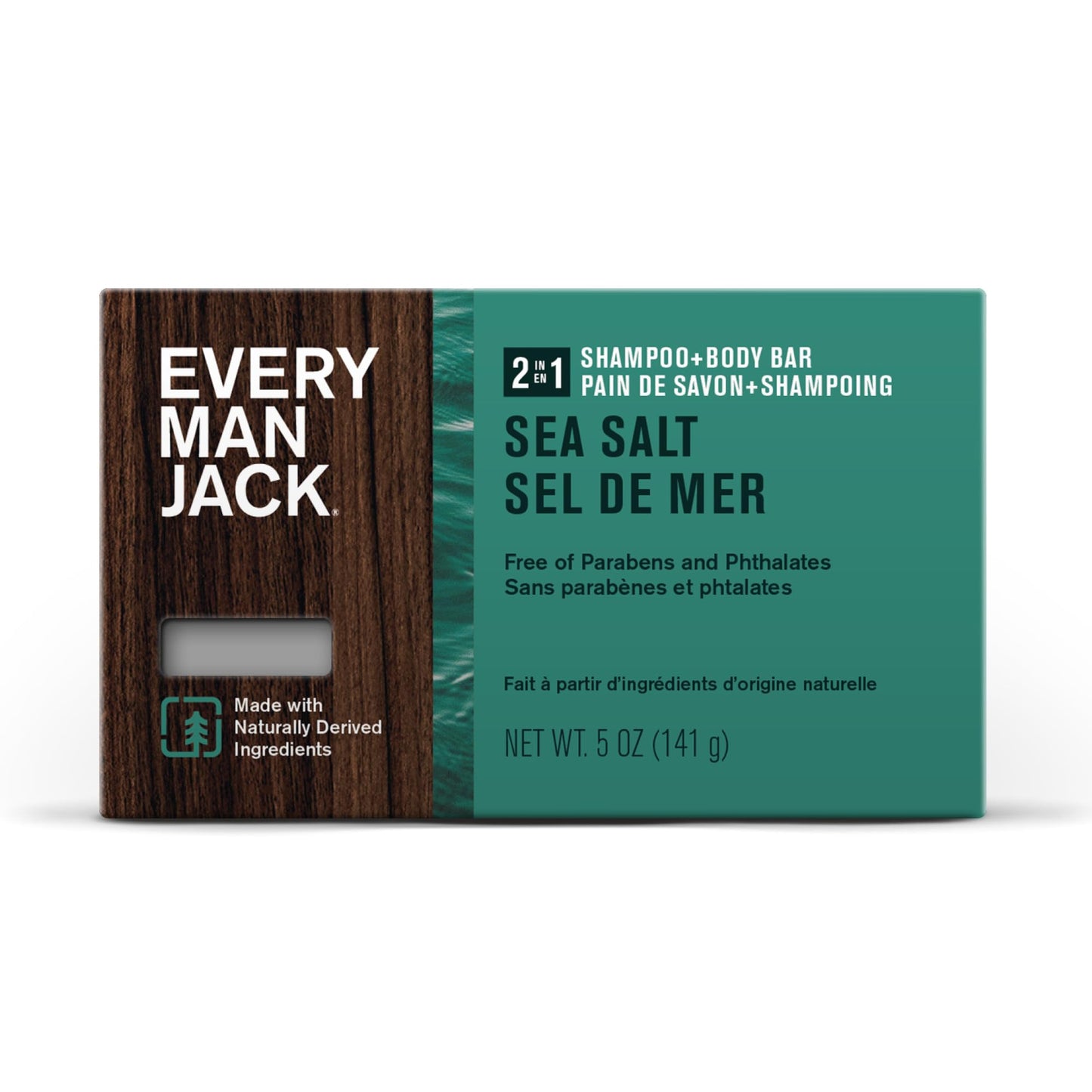 Every Man Jack, Shampoo And Body Bar 2 In 1 Sea Salt, 5 Ounce