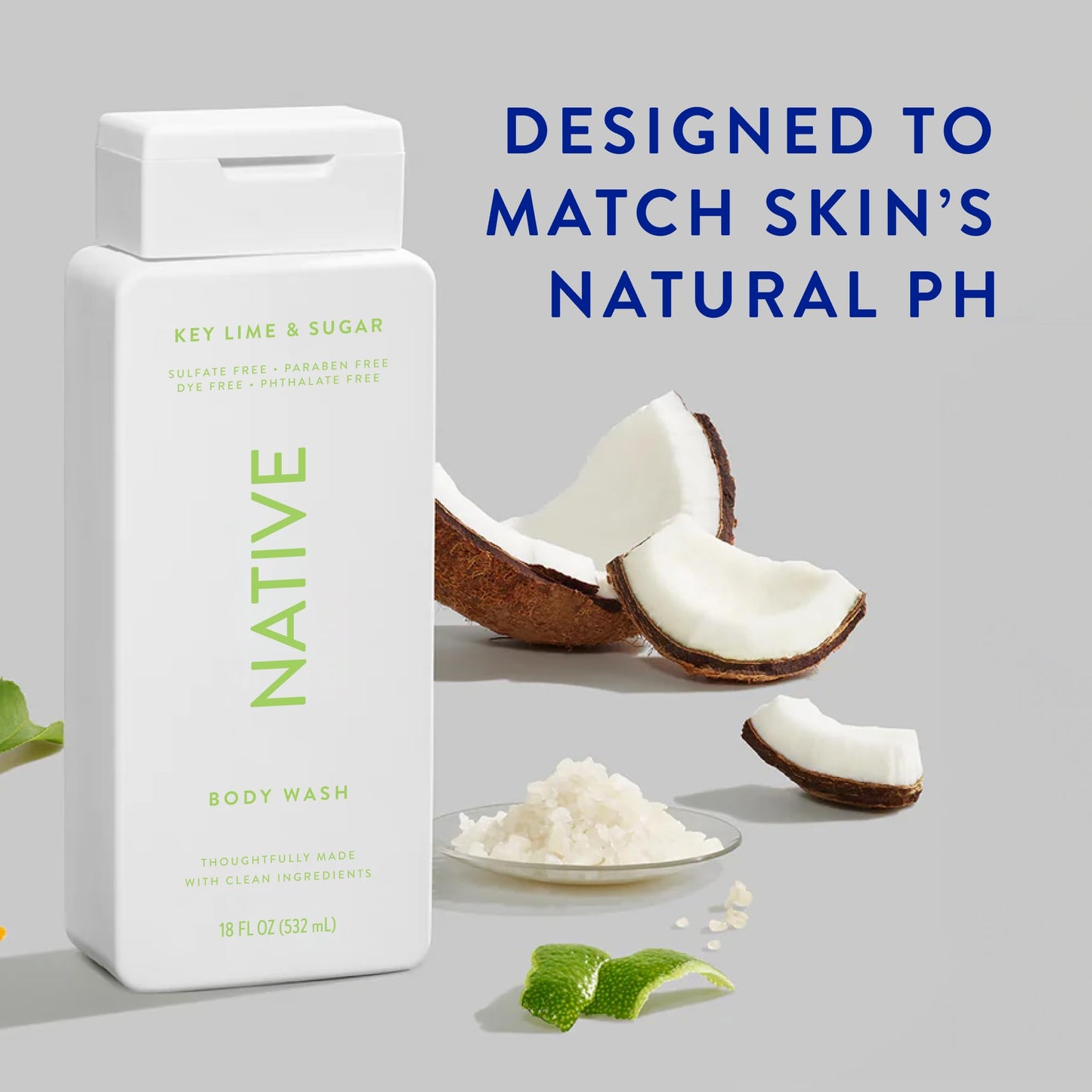 Native Body Wash Contains Naturally Derived Ingredients | For Women & Men, Sulfate, Paraben, & Dye Free Leaving Skin Soft and Hydrating | Key Lime Beauty & Personal Care Native
