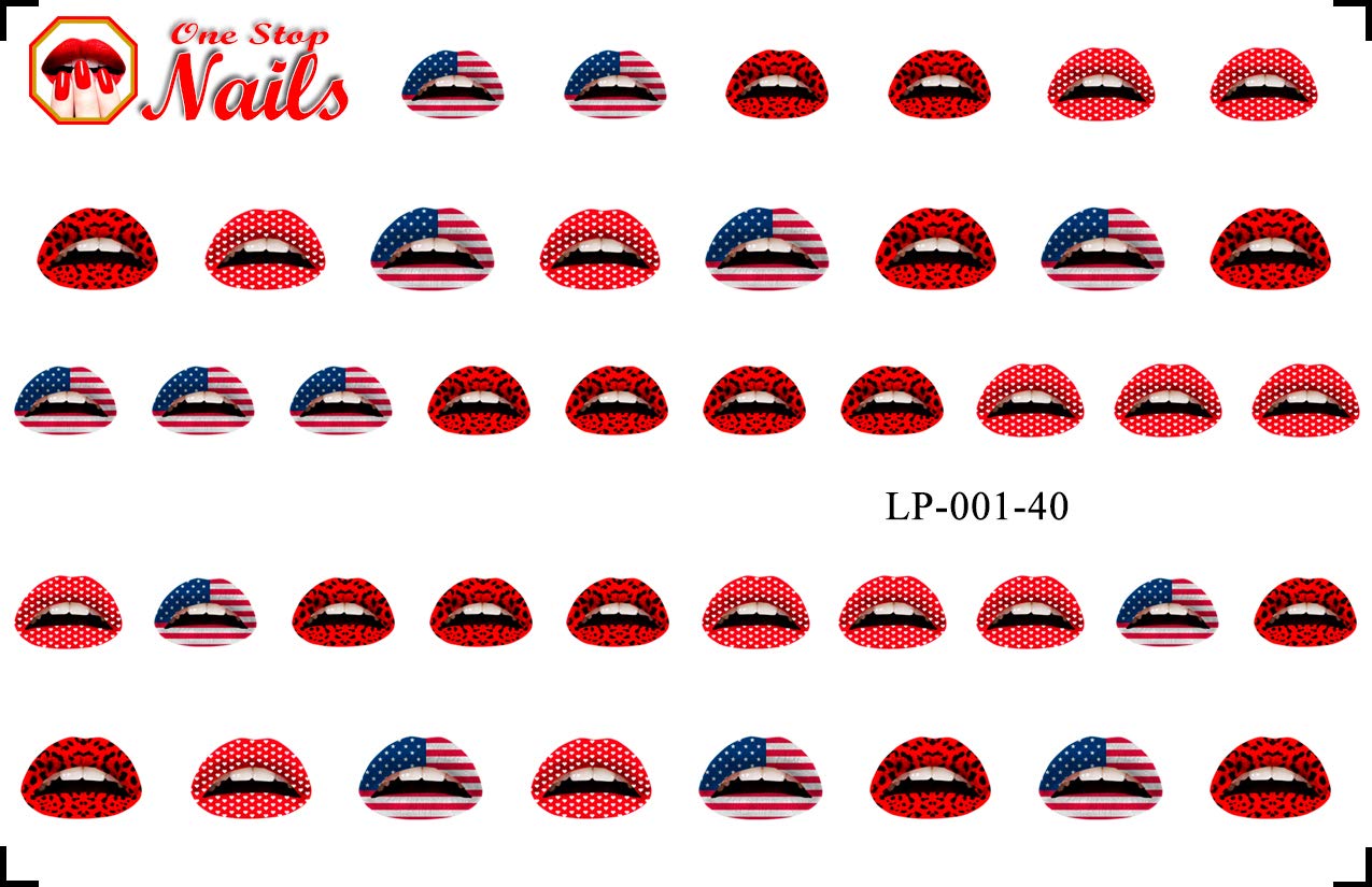 Sexy Lips clear waterslide nail art decals (tattoos). Set of 40 by One Stop Nails. Beauty & Personal Care One Stop Nails