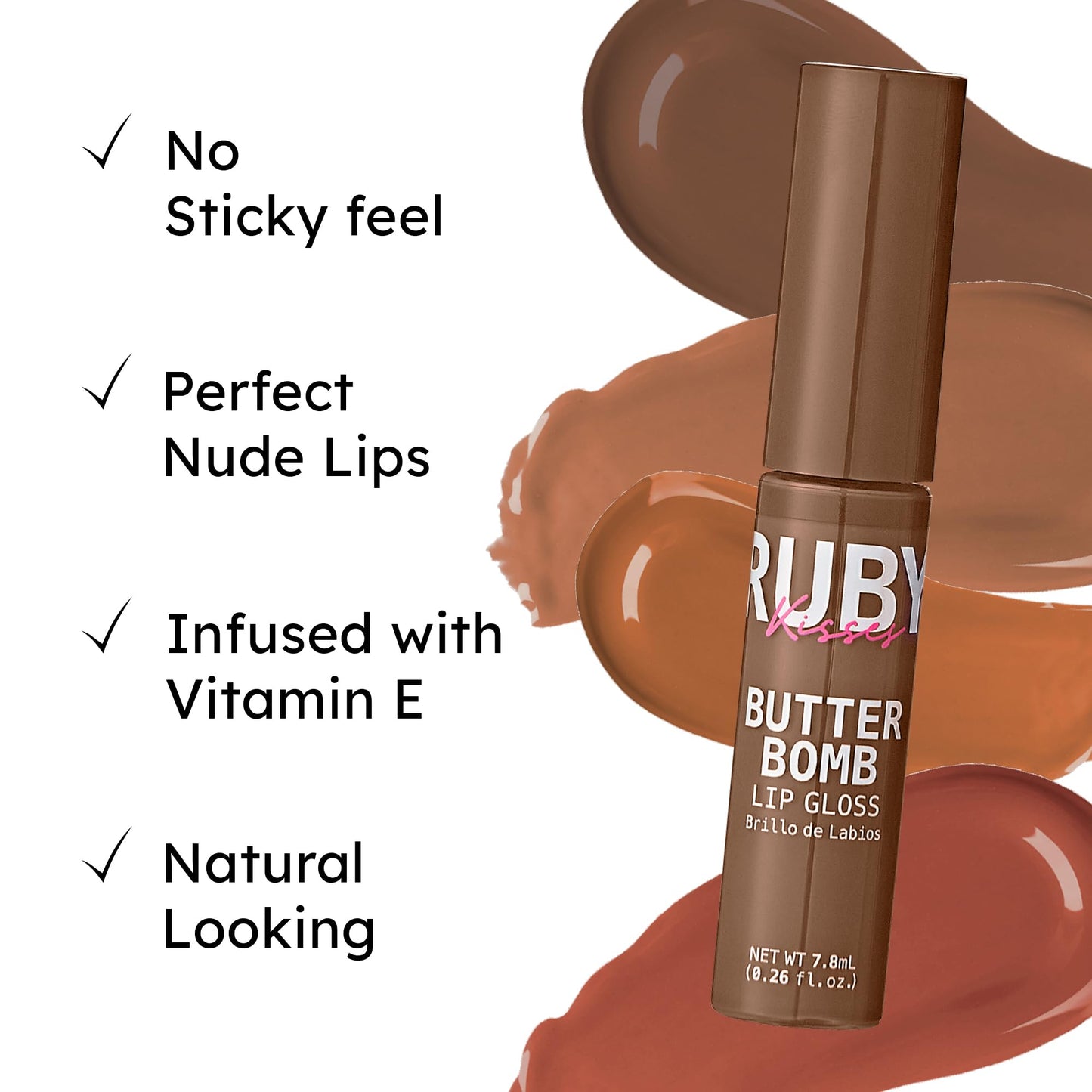 Ruby Kisses Butter Bomb Lip Gloss, High-Shine Non-Sticky Hydrating Plumping