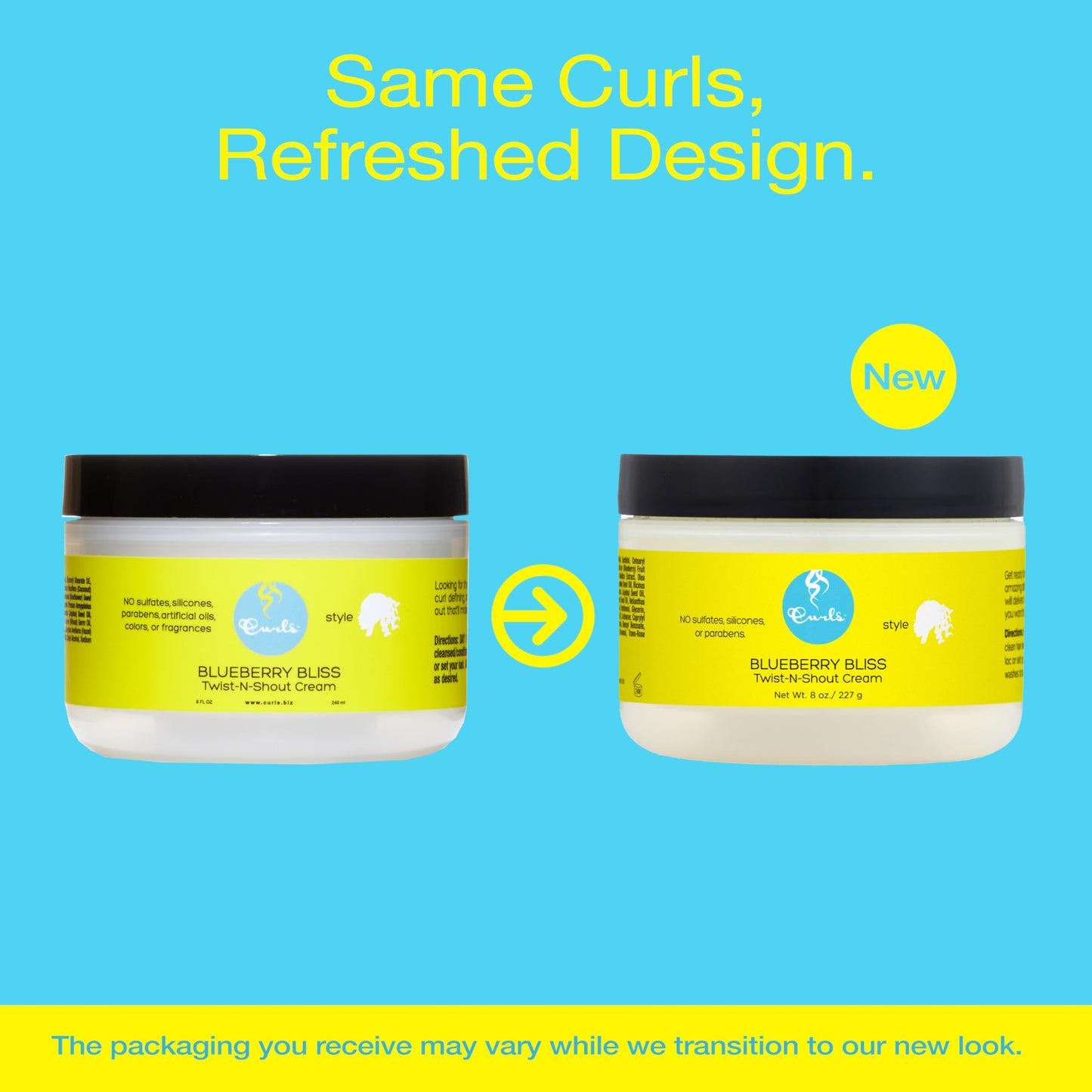 Curls Blueberry Bliss Twist-N-Shout Cream - 8 oz, for the Perfect Twist Outs and Braid Outs, for All Natural Types, Adds Sheen, Moisture,