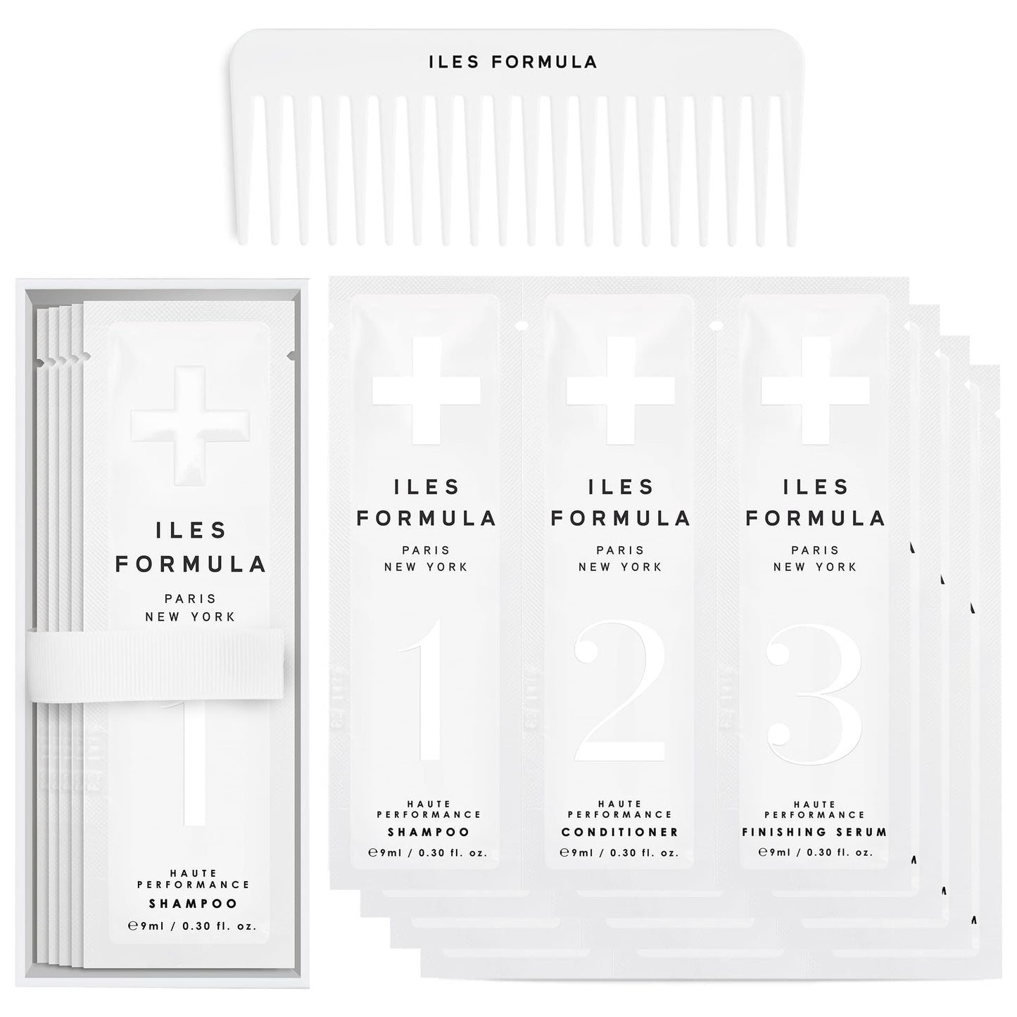 ILES FORMULA Signature Collection Discovery Set - Hydrating Trial Size Shampoo & Conditioner w/Sample Finishing Serum Blow Dry Cream for Dry, Damaged