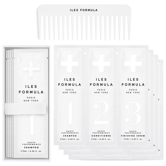ILES FORMULA Signature Collection Discovery Set - Hydrating Trial Size Shampoo & Conditioner w/Sample Finishing Serum Blow Dry Cream for Dry, Damaged Beauty & Personal Care ILES FORMULA