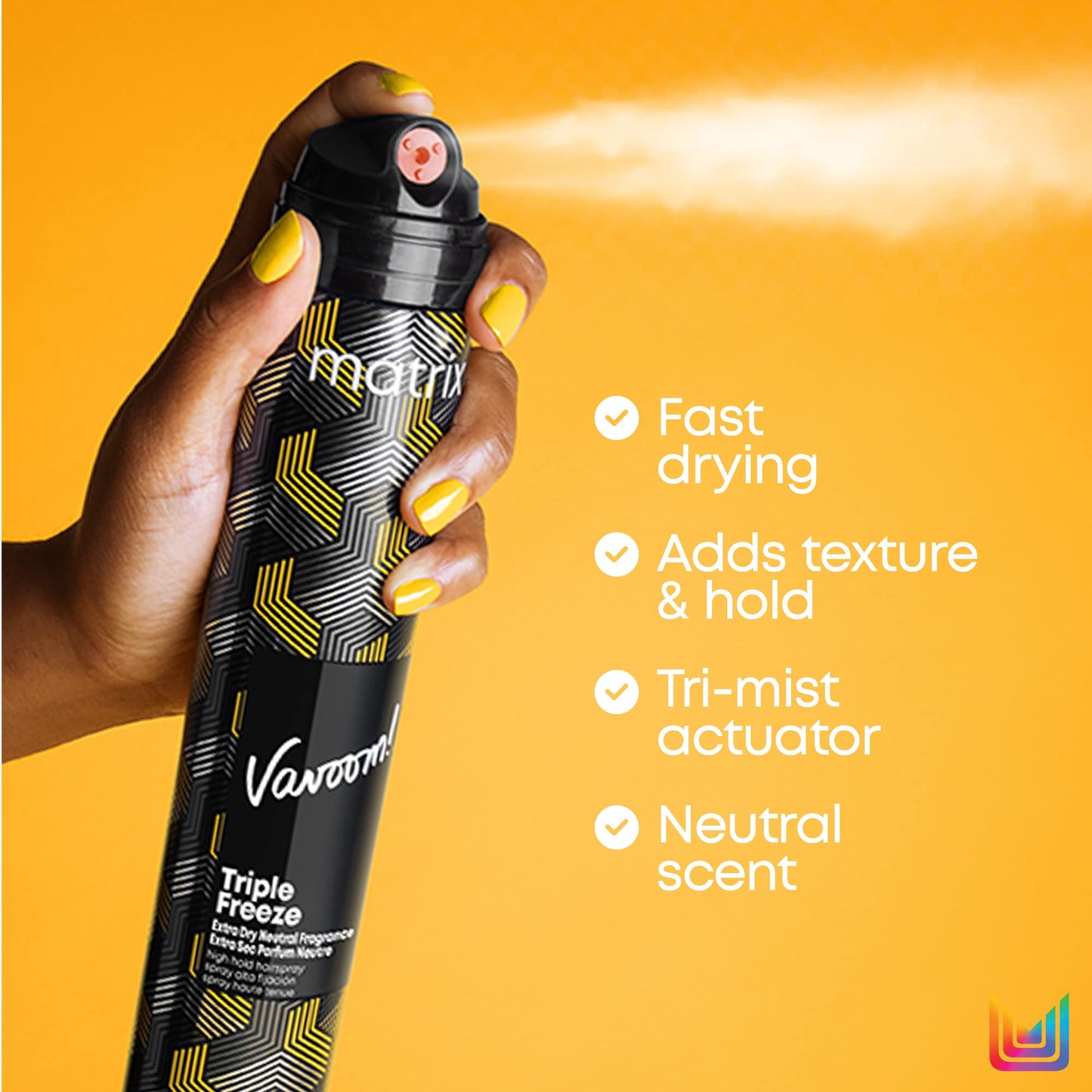 Matrix Vavoom Triple Freeze Extra Dry Hairspray | Adds Volume and Lift | Fast-Drying, 24 Hour Hold | Humidity Resistant | Hair Styling Product | 9 Oz.