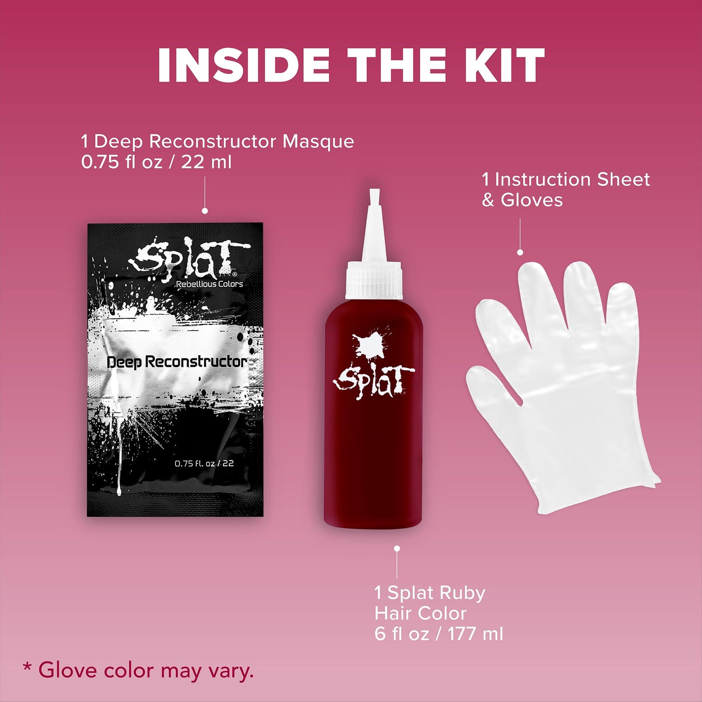 Splat Vegan and Cruelty-Free Semi-Permanent Hair Color Dye (6 Fl Oz, MIDNIGHT RUBY)