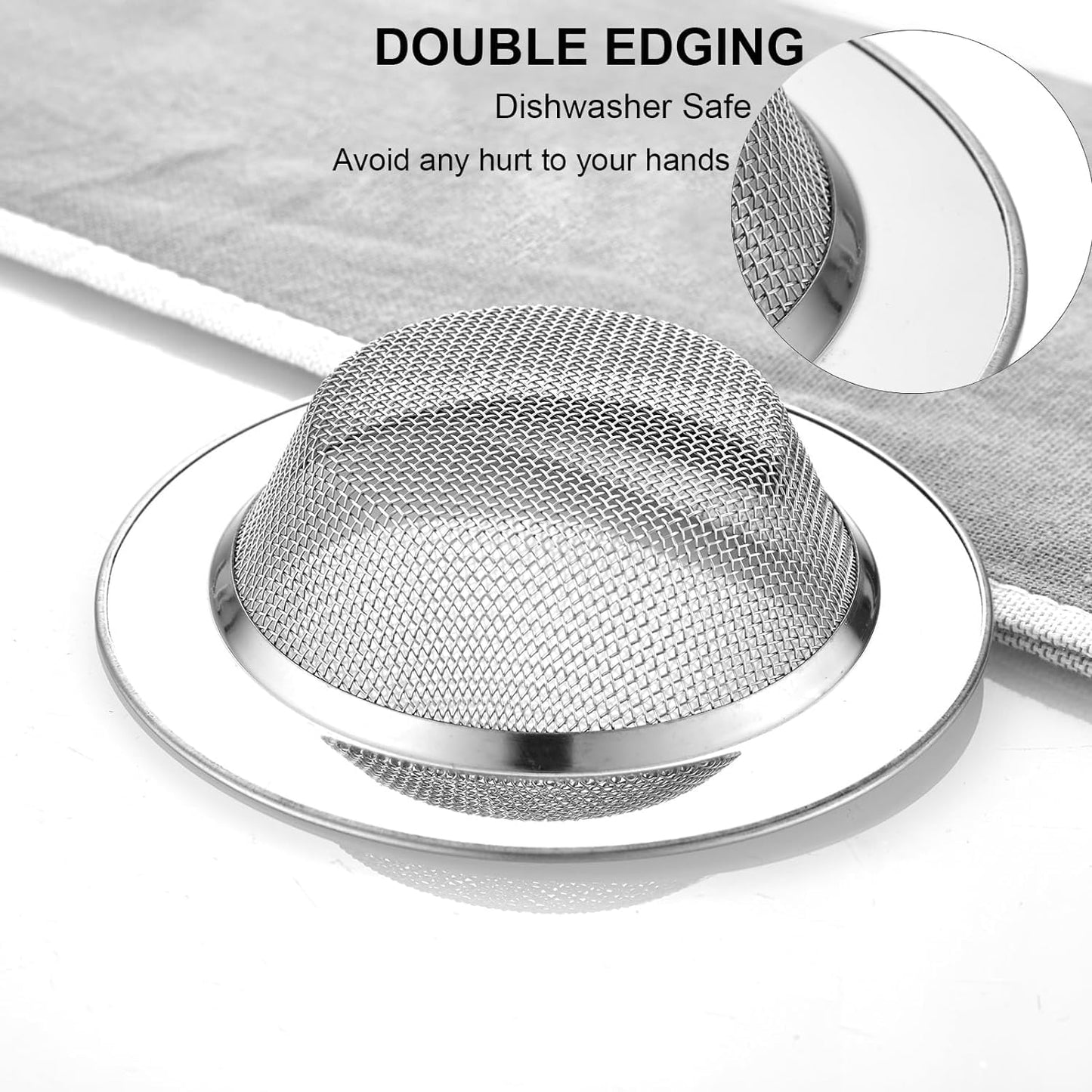 LASSHSWA 2-Pack Stainless Steel Kitchen Sink Strainers – 4.5" Wide Rim Drain Strainers for Kitchen Sinks