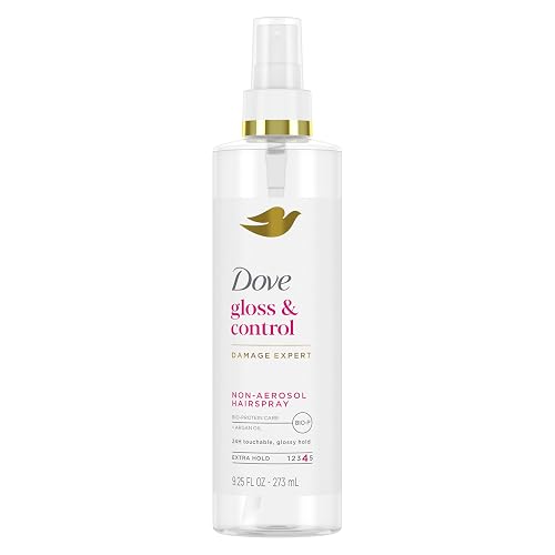 Dove Extra Hold Styling Hairspray Gloss & Control Hairspray Non-Aerosol for Long-Lasting Hold & Shine for 24H Touchable, Glossy Hold 9.25 oz