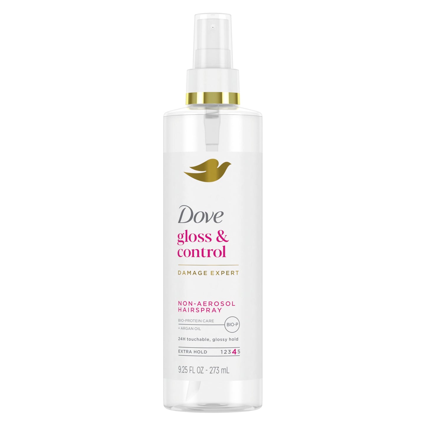 Dove Extra Hold Styling Hairspray Gloss & Control Hairspray Non-Aerosol for Long-Lasting Hold & Shine for 24H Touchable, Glossy Hold 9.25 oz