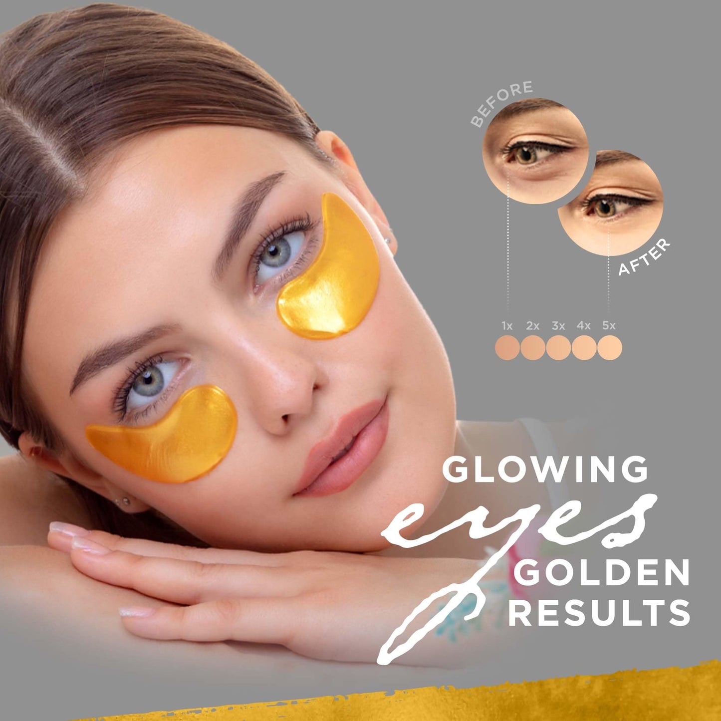 Dermoland Under Eye Patches For Women - 24K Gold Eye Masks, 15 Pairs | Hyaluronic Acid | Reduces Puffiness, Dark Circles & Wrinkles | Vegan