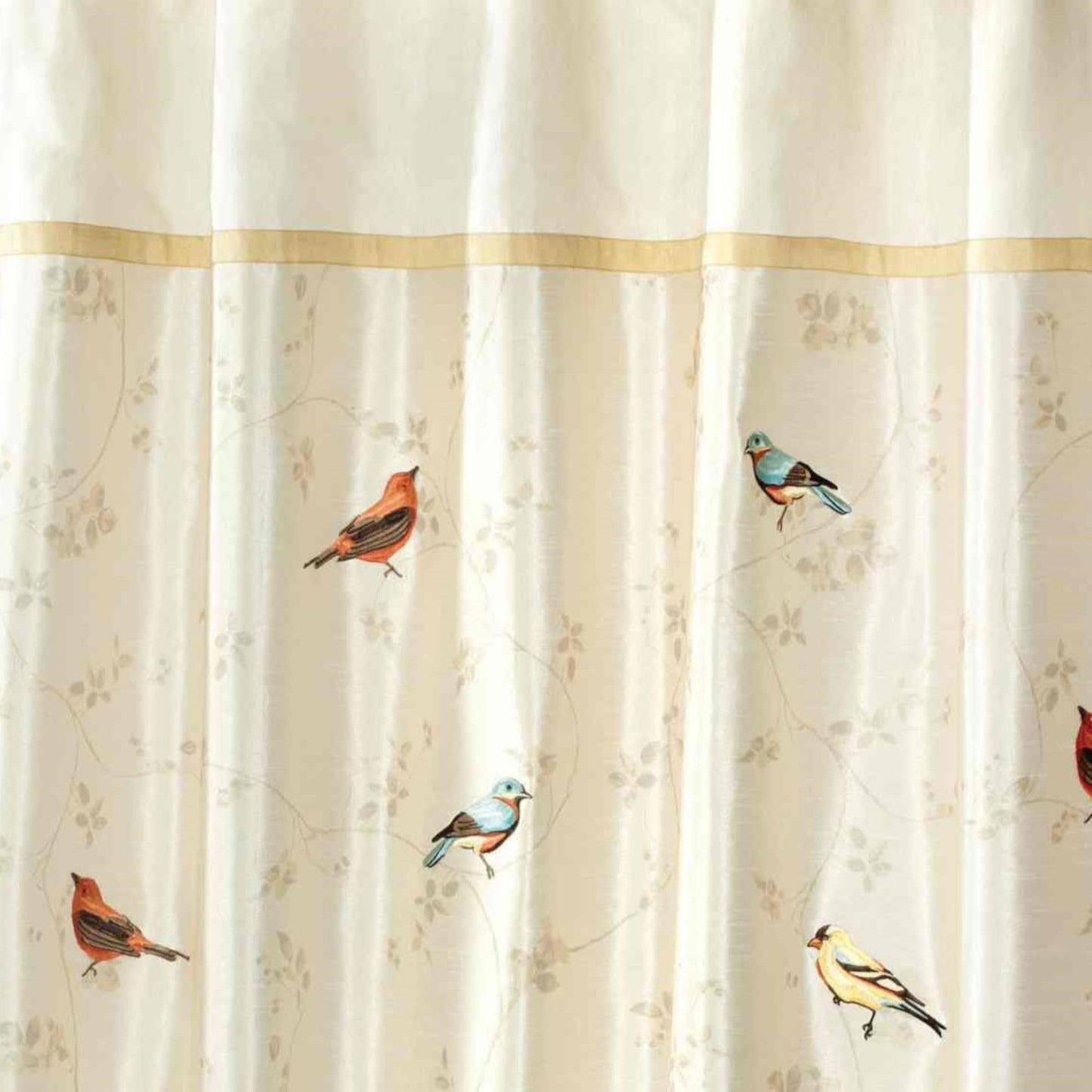 Avanti Linens - Fabric Shower Curtain, Nature Inspired Bathroom Decor (Gilded Birds Collection, 72")