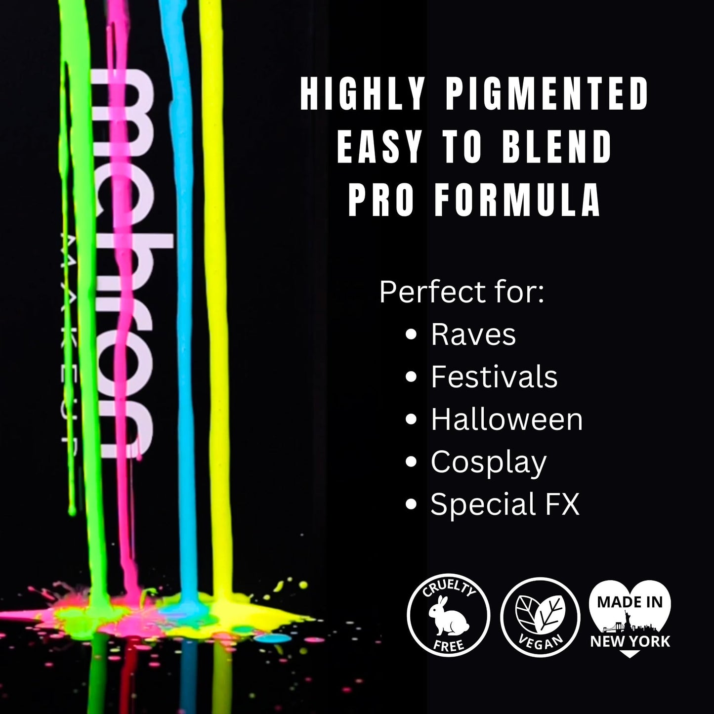 Mehron Paradise FX UV Neon Glow - Neon UV Super Nova 1.4 oz | Water Activated Black Light UV Paint for Raves, Costumes, SFX, Halloween, Stage, Theater