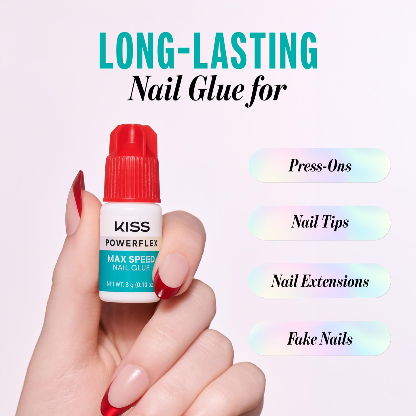 Kiss PowerFlex Maximum Speed Nail Glue - Fast Drying Adhesive for Glue-On Nails & Repairs with Nozzle Tip Applicator, Ideal for Tips & Wraps, Net Wt Beauty & Personal Care KISS