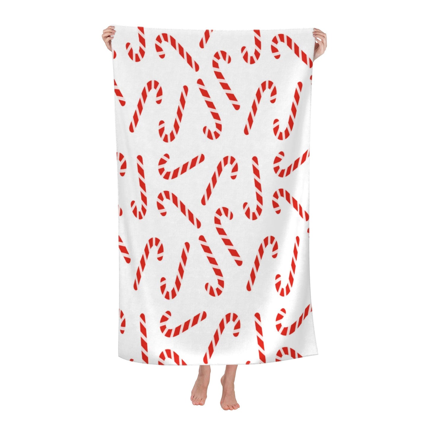 JOOCAR Christmas Candy Cane Beach Towel Microfiber Soft Absorbent Oversized Bath Towel Thin Quick Dry Large Swim Pool Blanket 32x52 Inch for Sports…