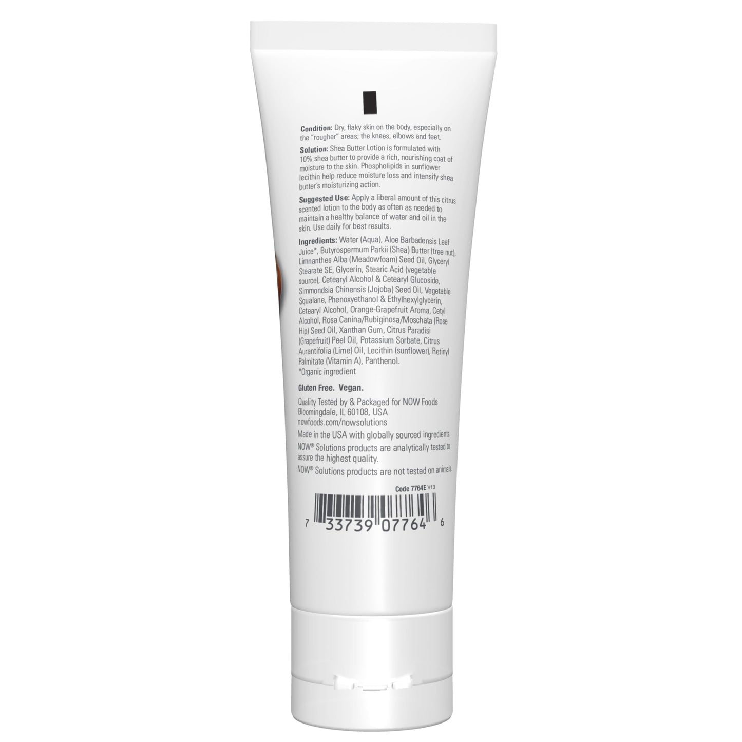 NOW Solutions, Shea Butter Lotion, Intense Moisture for Extremely Dry Rough Skin, 4-Ounce