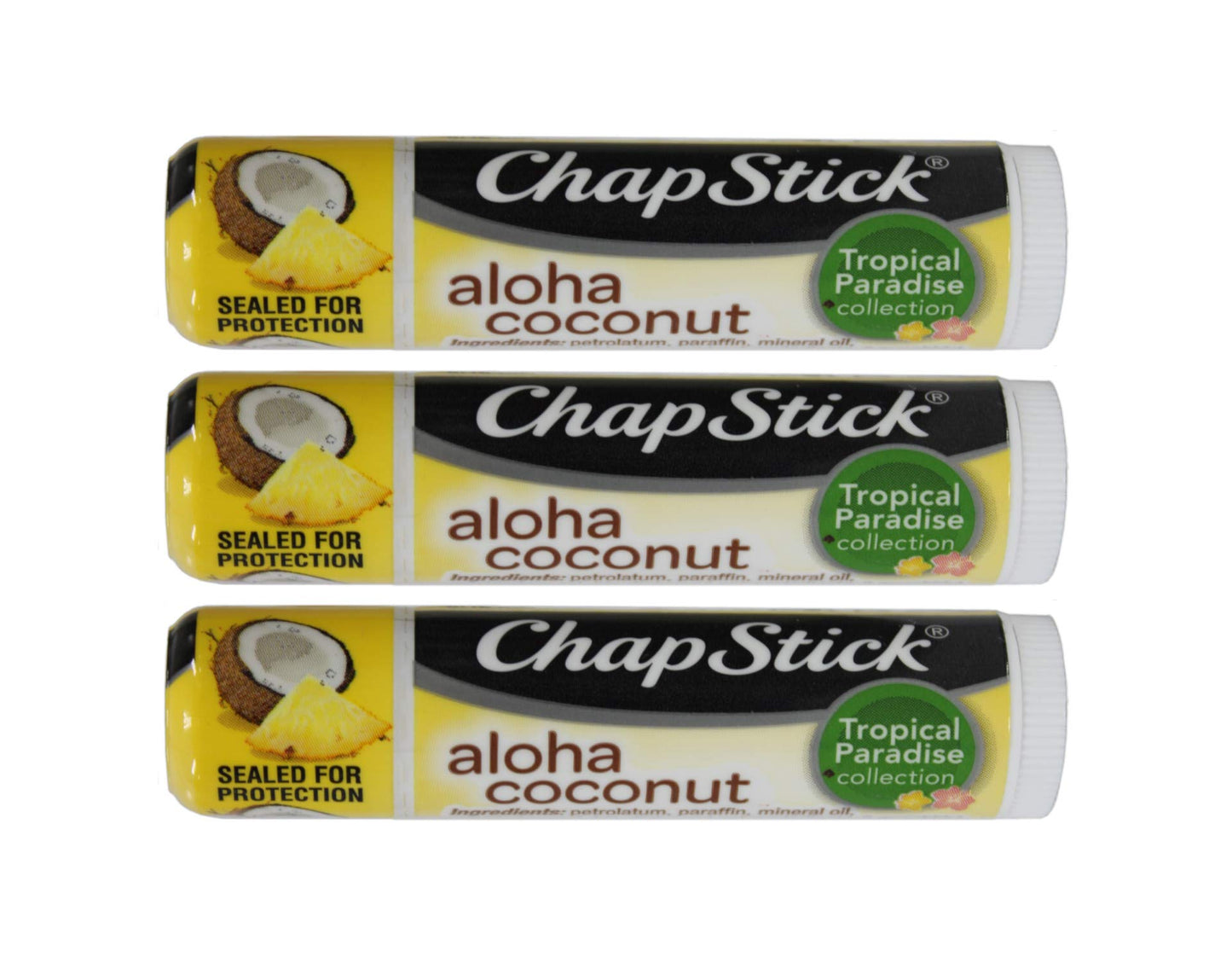 Chapstick Aloha Coconut Tropical Paradise .15 Oz Lip Balm 3 Pack
