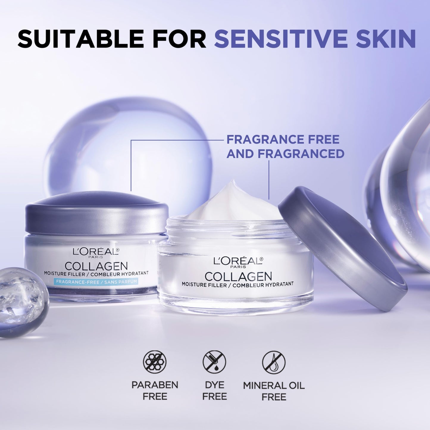 L'Oreal Paris Collagen Moisture Filler Facial Moisturizer, Fragrance Free, Anti Aging Face Cream, Non-Greasy Skin Care Formula For Up to 48HR