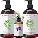 Laritelle Organic Hair Care Set Nature's Love: Shampoo 17.5 oz + Conditioner 16 oz + Bonus Post-shampoo Treatment 2 oz | NO GMO, Sulfates, Gluten