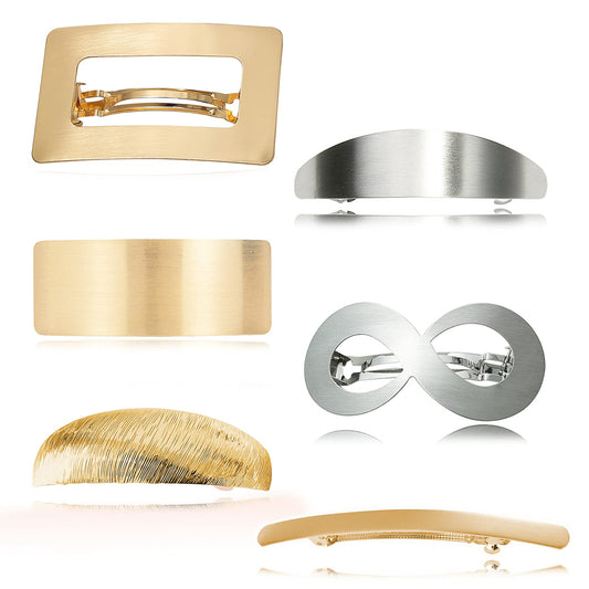 6 Packs Vintage Retro Geometric Hair Barrettes for Women Girls Decorative, Minimalist Hollow Metal French Hair Clips Hairpins Spring Hair Barrette