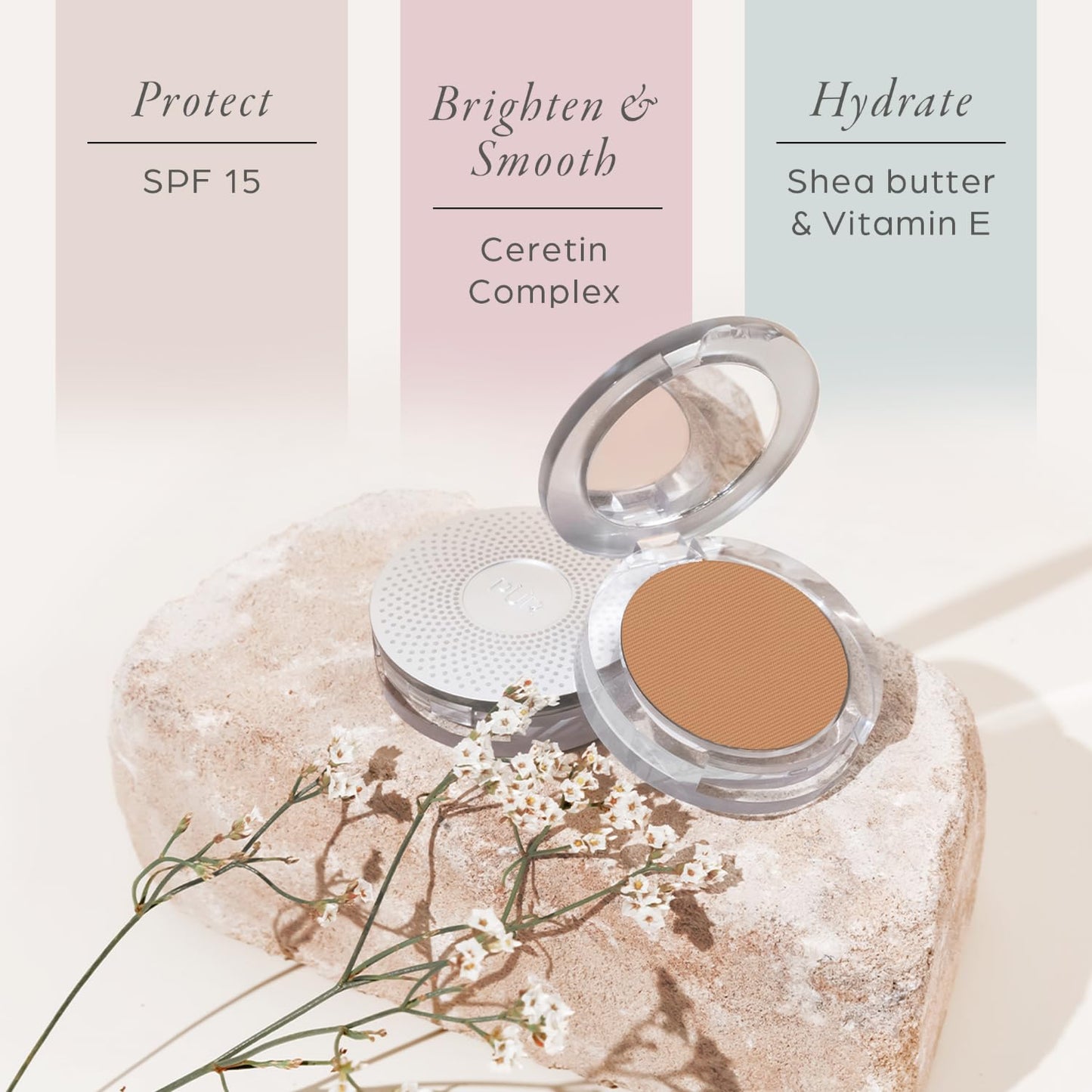 PÜR MINERALS 4-in-1 Pressed Mineral Makeup Powder Foundation with SPF 15 - Concealer & Finishing Compact Pressed Powder for Face - Buildable Medium to Full Coverage Foundation Powder (Deeper)