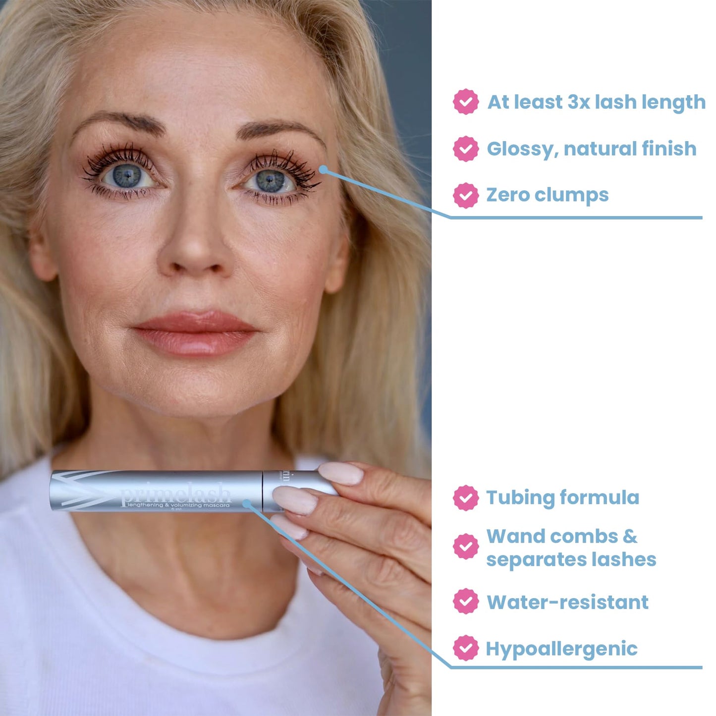 Prime Prometics PrimeLash Mascara for Older Women - Volumizing, Incredible Length in 2 Coats - Long-Stay, Zero Clumps, Hypoallergenic (Black) Beauty and Personal Care PRIME PROMETICS