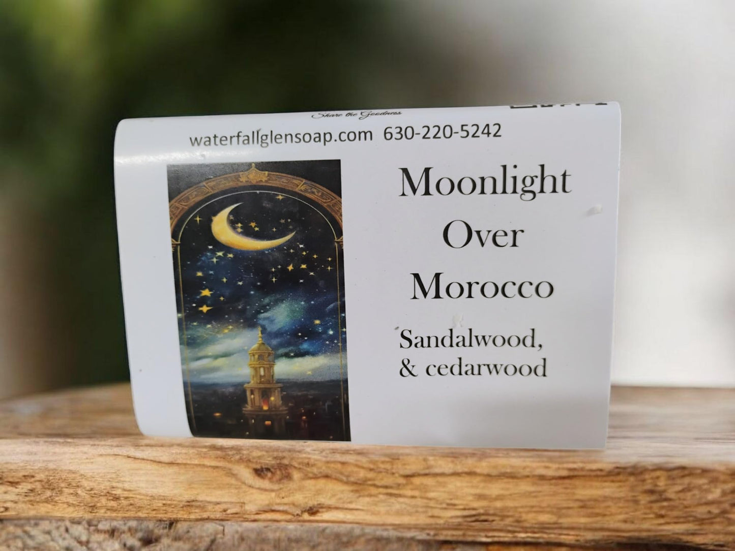 WFG WATERFALL GLEN SOAP COMPANY, LLC, Moonlight over Morocco bath soap, spiced wood aroma, vegan soap