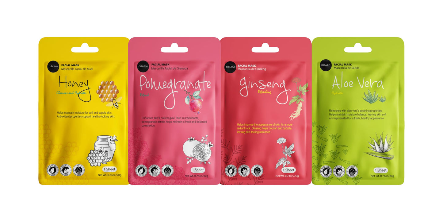 celavi Face Mask Set Korean Beauty Essence Facial Paper Sheet Mask Korea Skin Care Moisturizing 4 Packs of each 12 New flavors K-Beauty Skincare 48