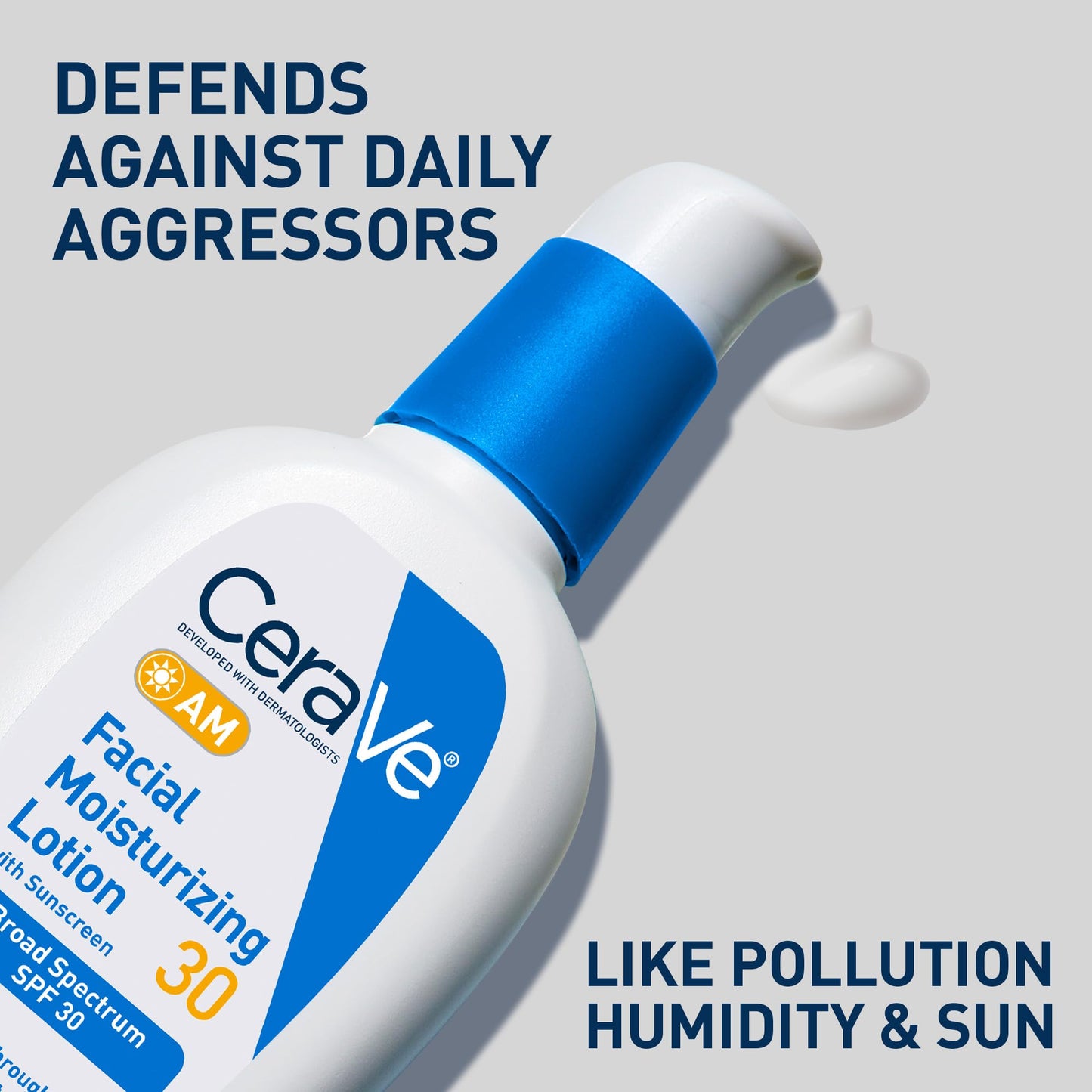 CeraVe AM Facial Moisturizing Lotion with SPF 30, Oil-Free Face Moisturizer with SPF, Formulated with Hyaluronic Acid, Niacinamide & Ceramides