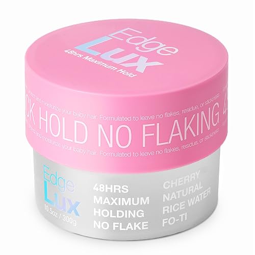 Lux Collection Edge Control Gel for 4C Hair - 48 Hour Maximum Hold Edge Control, Edge Lux with Castor Oil, Keratin & Biotin, Non-Flaking Styling Gel