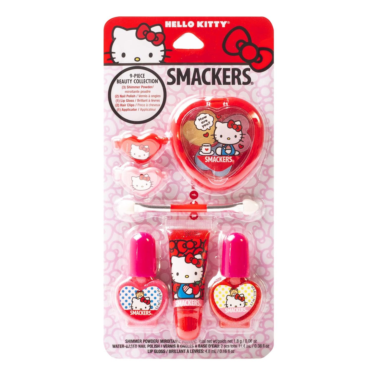 Lip Smacker Sanrio Hello Kitty Makeup Set, Kids Color Collection, 3 Moisturizing, Smoothing Soft Shine, Hydrating & Protecting Products, Fun Flavors