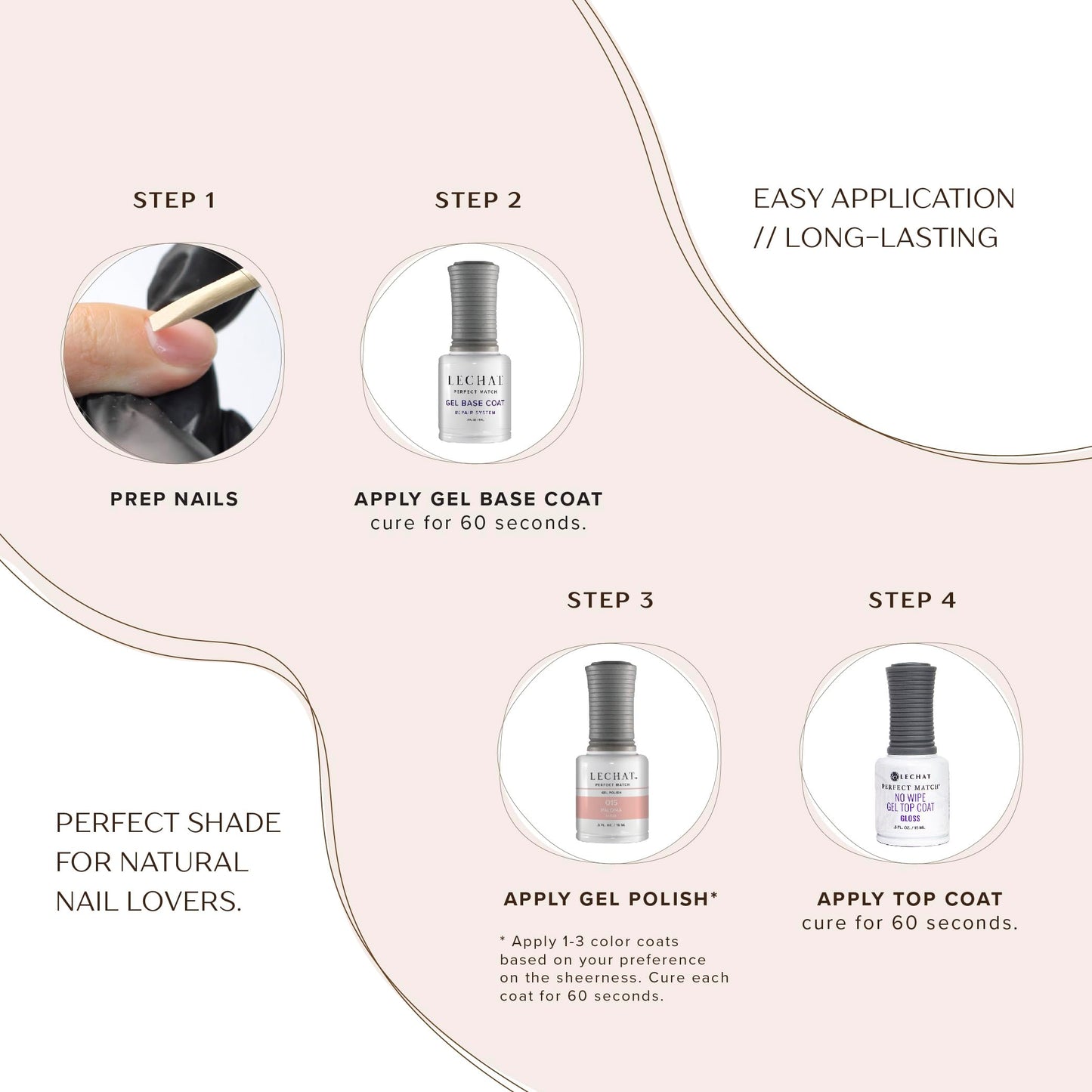 LECHAT Perfect Match Paloma, Sheer Pink Nude Gel Polish & Nail Lacquer Duo Set