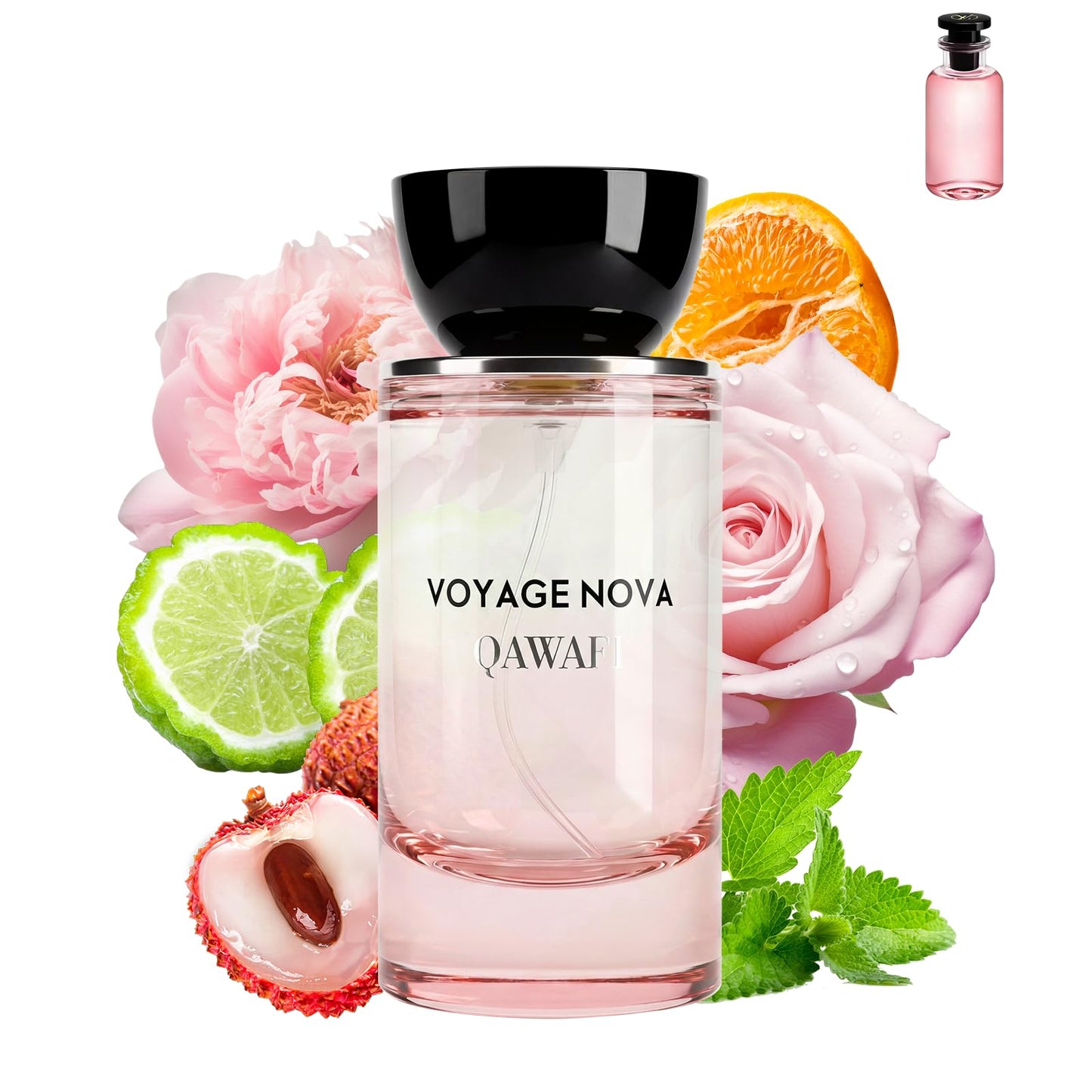 QAWAFI Voyage Nova Eau de Parfum for Women, Lychee Bergamot Ginger, Rose Peony Cocoa Blossom, Elegant Patchouli, Long Lasting Spring Fall Perfume Beauty and Personal Care QAWAFI