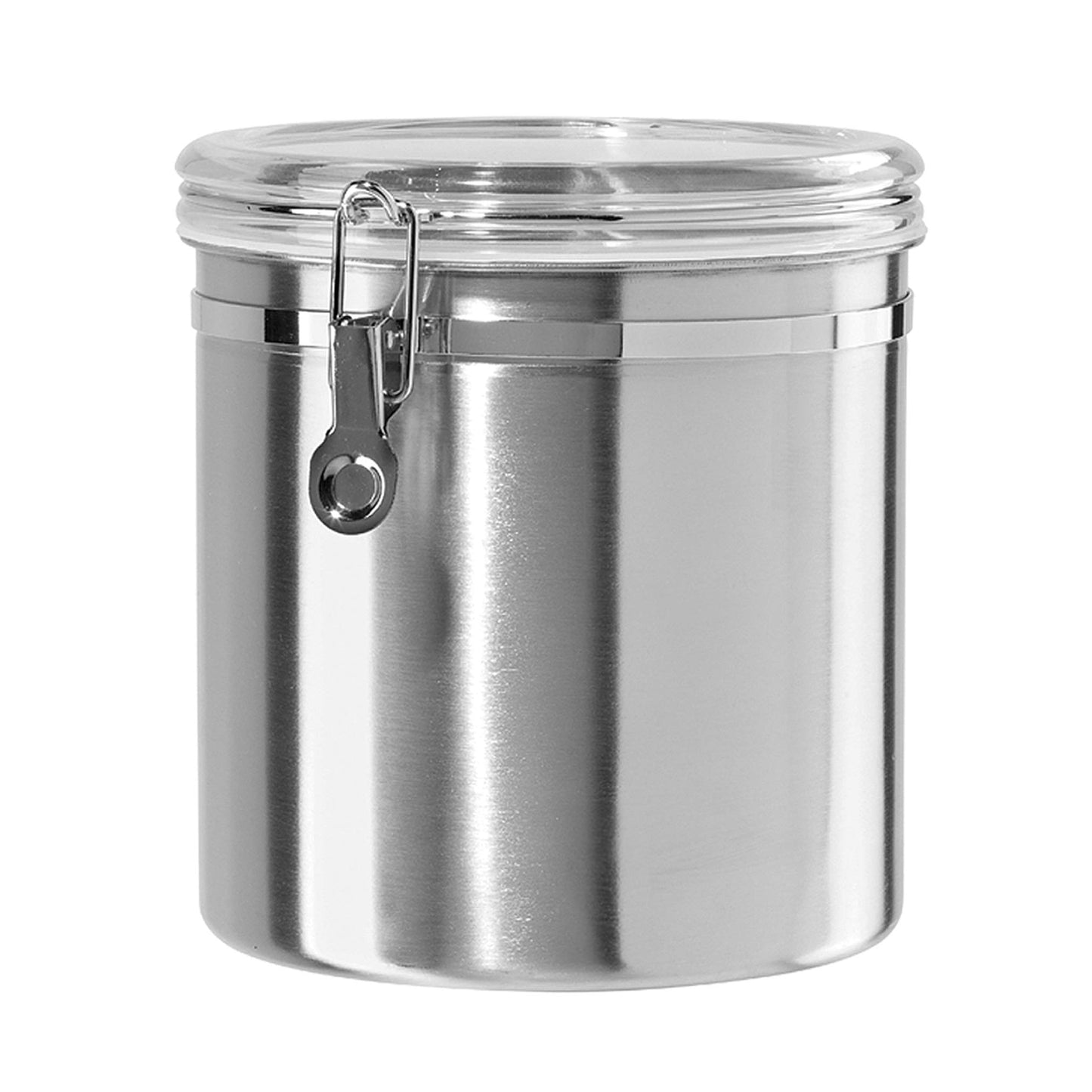Oggi Stainless Steel Kitchen Canister 152 fl oz - Airtight Clamp Lid, Clear See-Thru Top - Ideal for Kitchen Storage, Food Storage, Pantry Storage.…