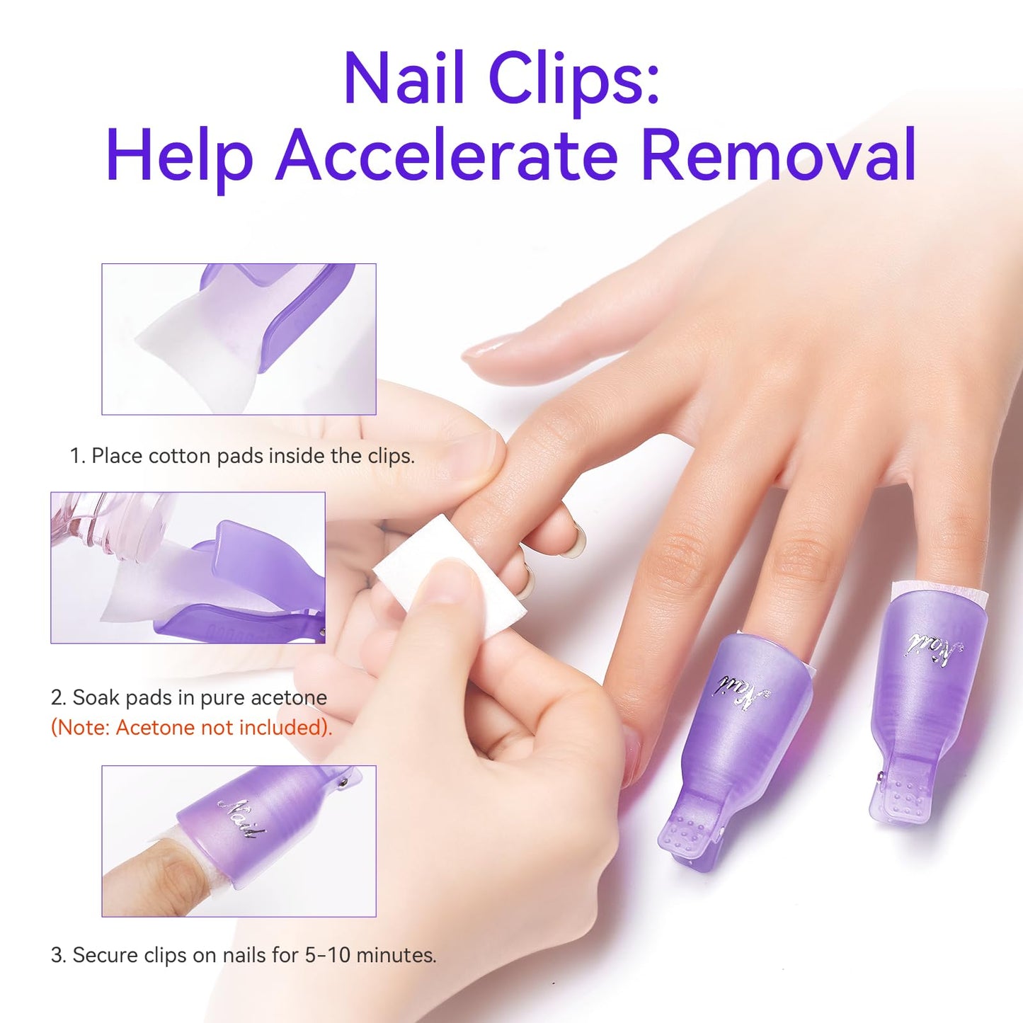 Makartt Nail Polish Remover Clips Kit, 20PCS Reusable Nail Soak Off Clips for Fingers and Toes, Professional Nail Gel Remover Tools with Double-Ended