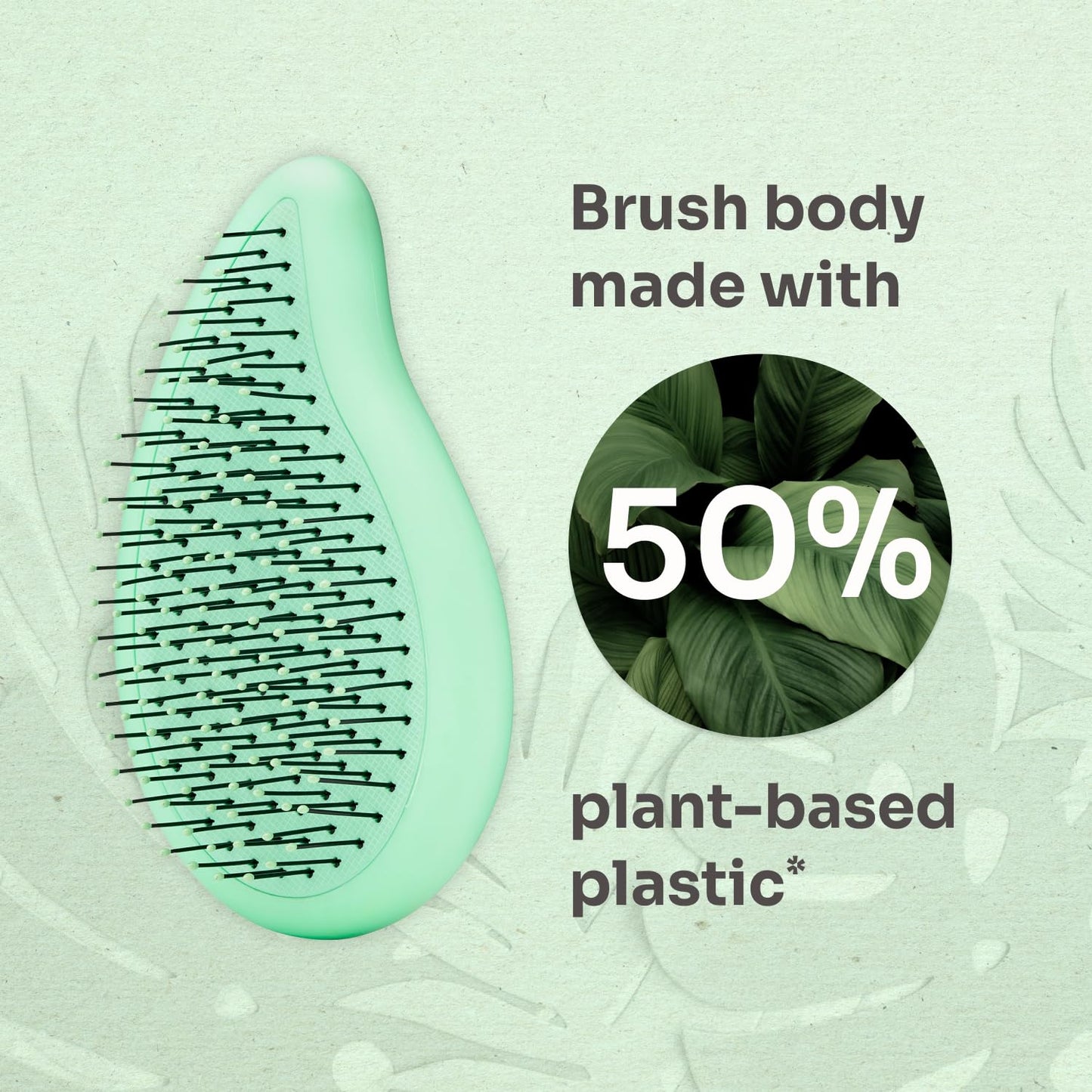 Wet Brush Go Green Palm Detangling Hair Brush Infused with Tea Tree Oil - Pain-Free Ultra-Soft Detangler Bristles Glide Through Tangles with Ease