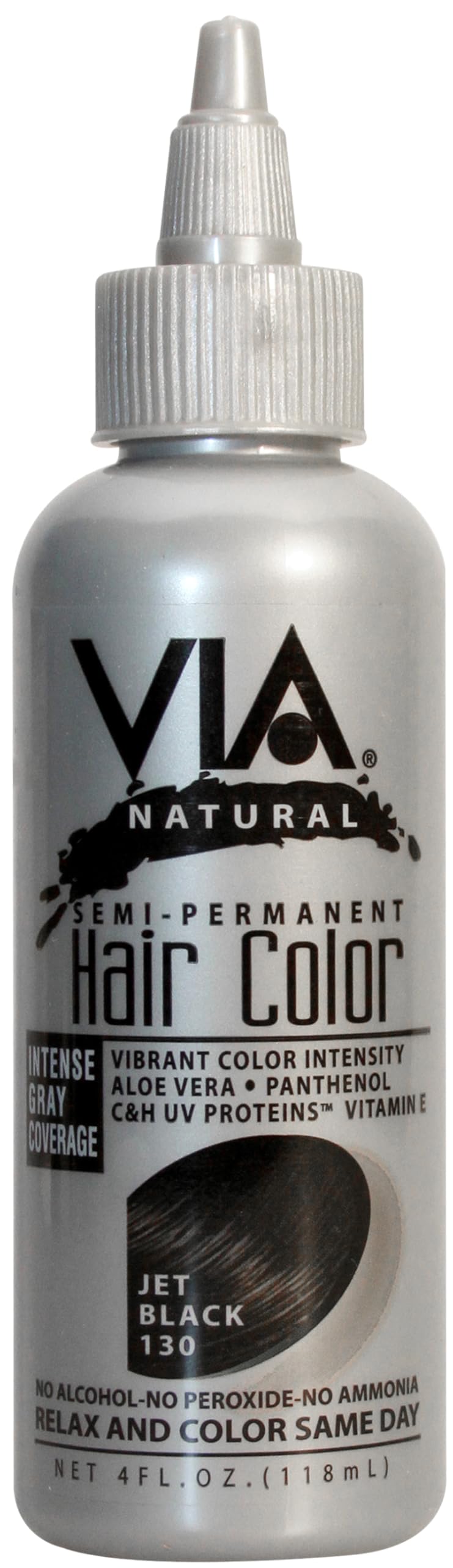 VIA Natural Semi Permanent Hair Color - #130 Jet Black 4 oz.