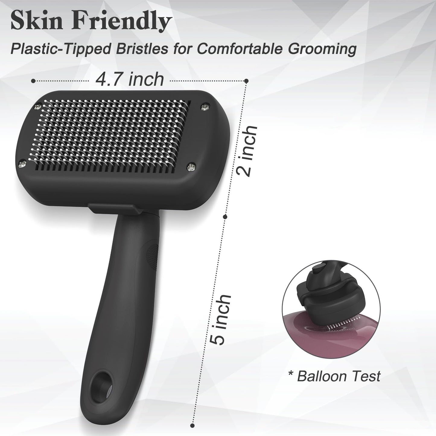 Dipoo Self-Cleaning Shedding Brush – Skin-Friendly Grooming Tool for Dogs, Cats & Puppies, Hair Removal for Long/Short Coats, Black