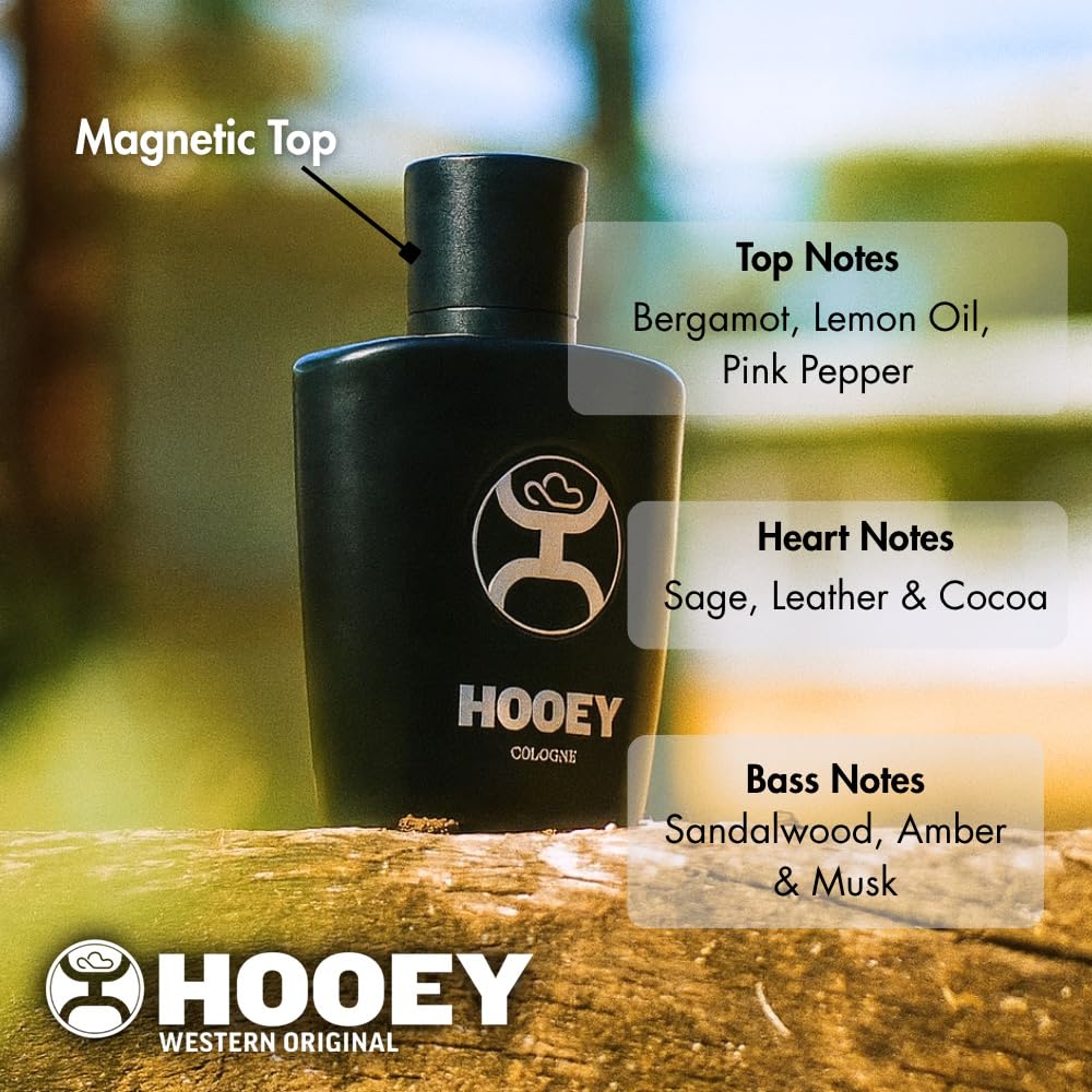 HOOEY Men's Cologne Spray - Clean & Fresh Scent with Notes of Bergamot, Lemon Oil, Leather, Sandalwood & Musk - Long-Lasting Cologne for Men - Travel