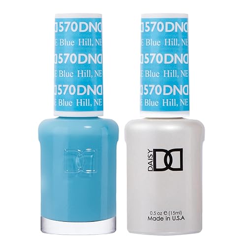 DND Gel Polish Set, Blue Collection, UV Gel Polish and Air Dry Nail Lacquer, Matching Chip-Free Polish Duo, 570 Blue Hill, 0.5 Fl Oz