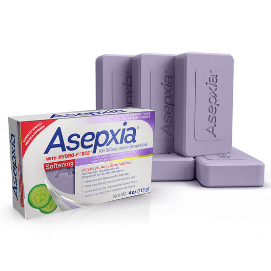 Asepxia Acne Treatment Softening Bar Soap | 2% Salicylic Acid Cleanser, Wash away Oil & Impurities, Soothes with Cucumber Extract, Daily Use