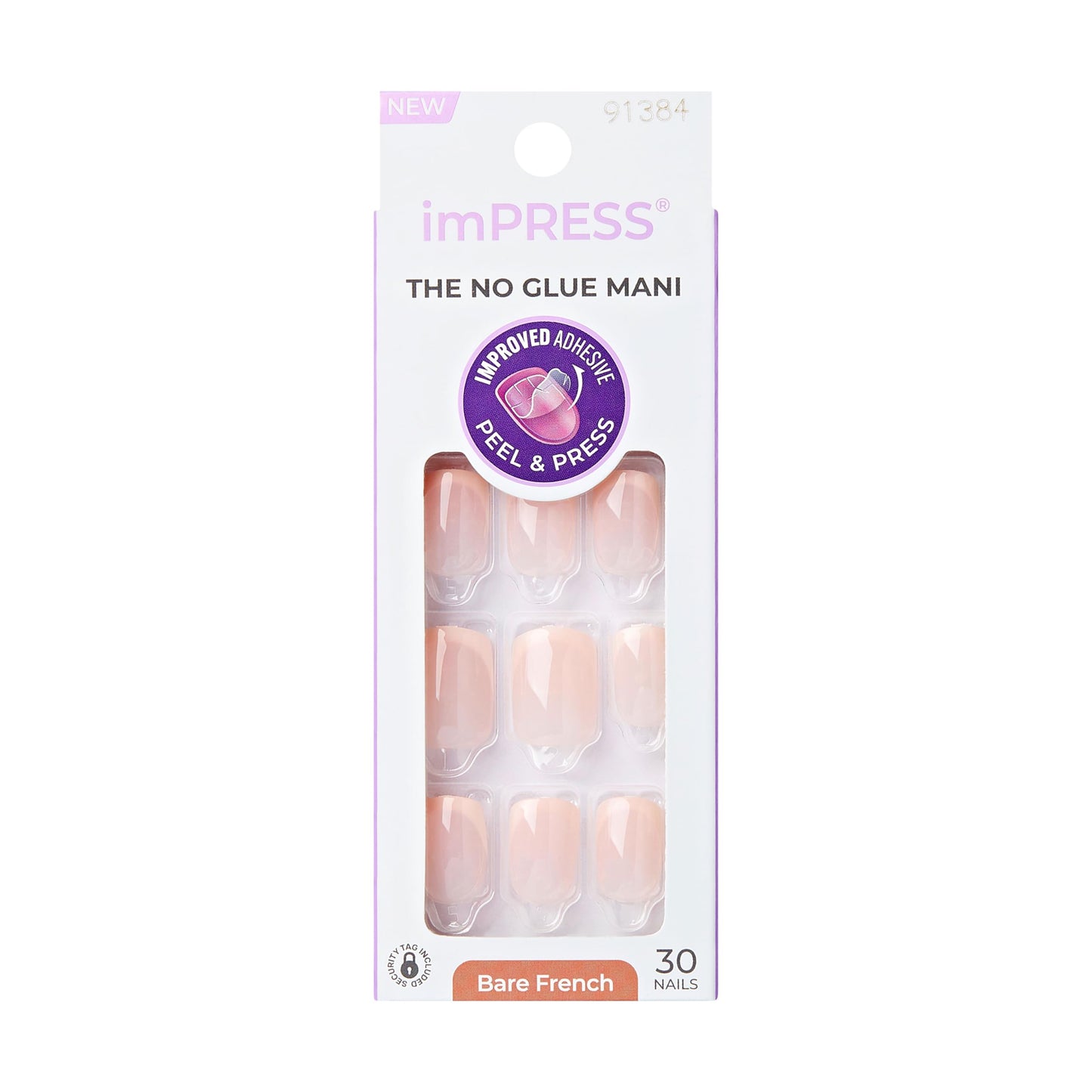 Kiss Impress No Glue Mani Press On Nails, Heroic, Bare French Manicure Kit, 30 Light Neutral + White, Squoval Short Nails with IMPROVED Adhesive Beauty and Personal Care KISS Default Title
